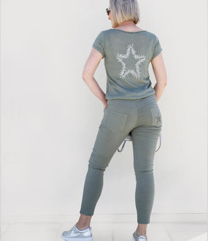 Lina metallic tee khaki